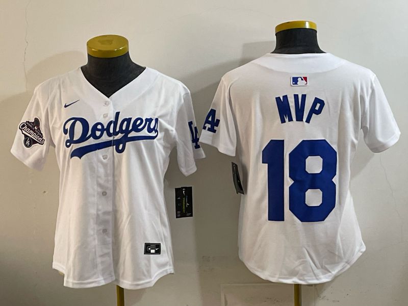 Women Los Angeles Dodgers #18 Mvp White Game 2026 Nike MLB Jersey style 09